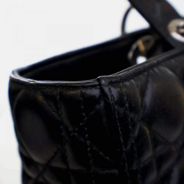Pre Owned Dior Vintage Large Black Lambskin Lady Dior