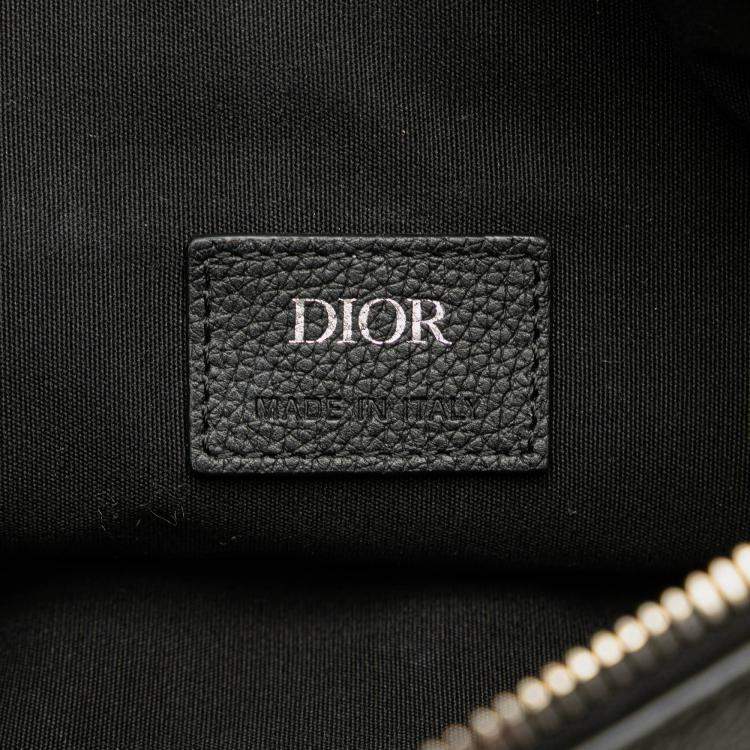 Pre Owned Dior Black Kim Jones Grained Calfskin Saddle Bag