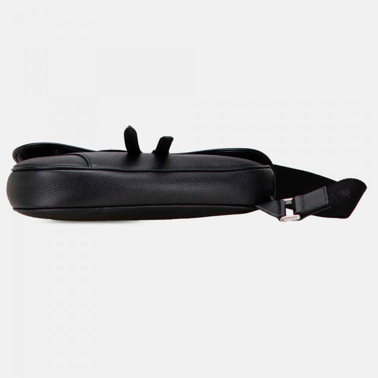 Pre Owned Dior Black Kim Jones Grained Calfskin Saddle Bag