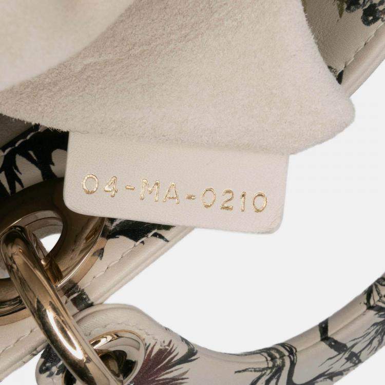 Pre Owned Dior White Mini Calfskin Beaded Embroidered Jardin Naturel Lady Dior