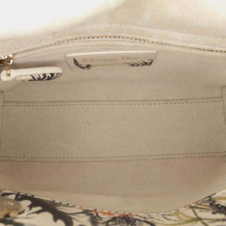 Pre Owned Dior White Mini Calfskin Beaded Embroidered Jardin Naturel Lady Dior