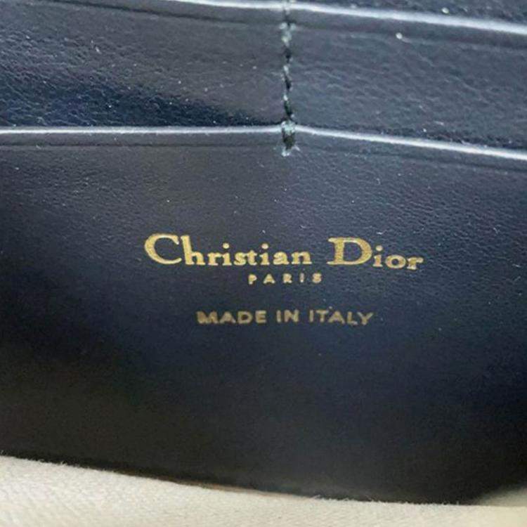 Pre Owned Dior Navy Blue Oblique Canvas Saddle Chain Pouch