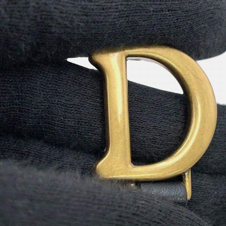 Pre Owned Dior Navy Blue Oblique Canvas Saddle Chain Pouch