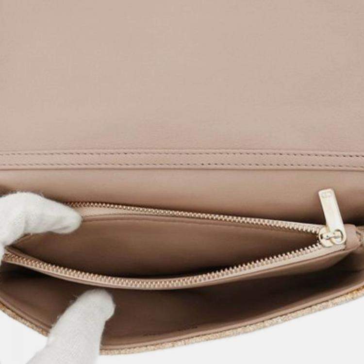 Pre Owned Dior Pink Small Tweed Macrocannage Caro Bag