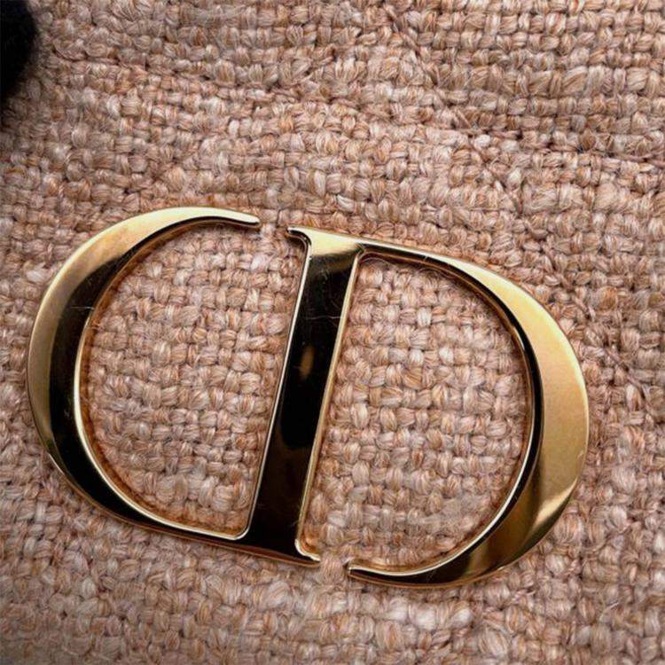 Pre Owned Dior Pink Small Tweed Macrocannage Caro Bag