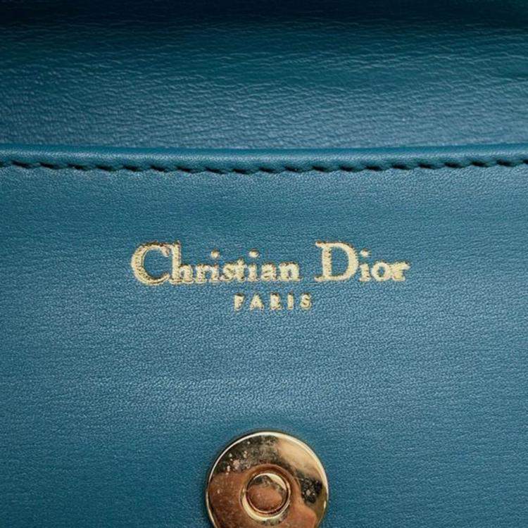 مملوكة مسبقًا Dior Blue Medium Calfskin DiorDouble Chain Bag