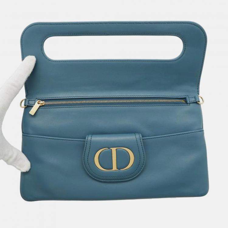مملوكة مسبقًا Dior Blue Medium Calfskin DiorDouble Chain Bag