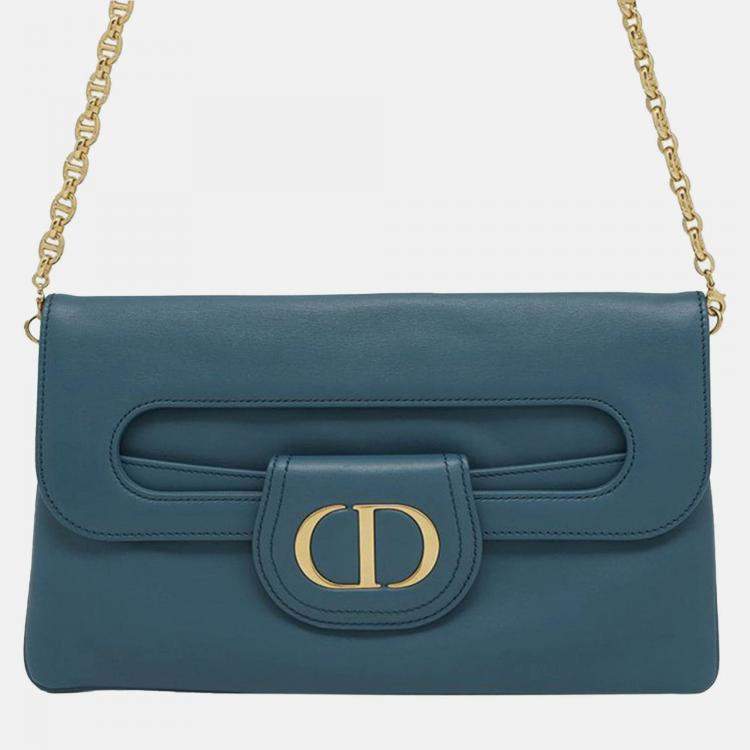 مملوكة مسبقًا Dior Blue Medium Calfskin DiorDouble Chain Bag