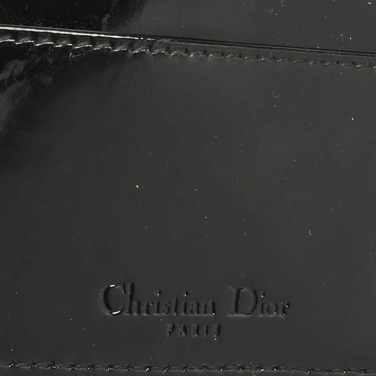 Pre Owned Dior Black Cannage Patent Leather Lady Dior Card Holder