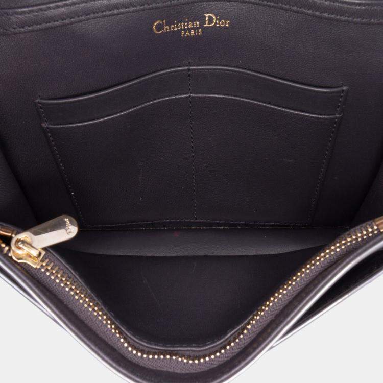Pre Owned Dior Silver Metallic Patent Microcannage Diorama Wallet on Chain