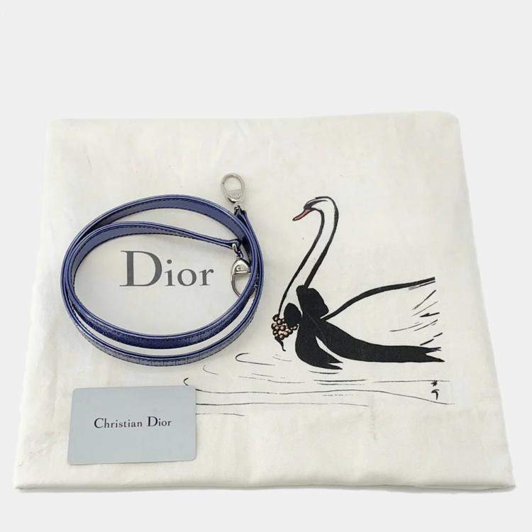 Pre Owned Dior Lady Dior 2Way Handbag Metalicpurple Leather Size Medium