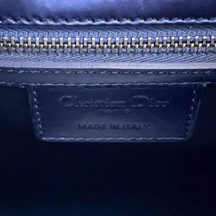 Pre Owned Dior Lady Dior 2Way Handbag Metalicpurple Leather Size Medium