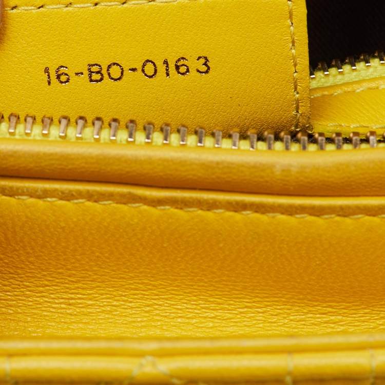 Pre Owned Dior Yellow Cannage Leather Medium Lady Dior Tote