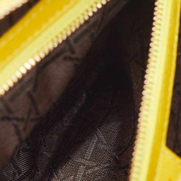 Pre Owned Dior Yellow Cannage Leather Medium Lady Dior Tote