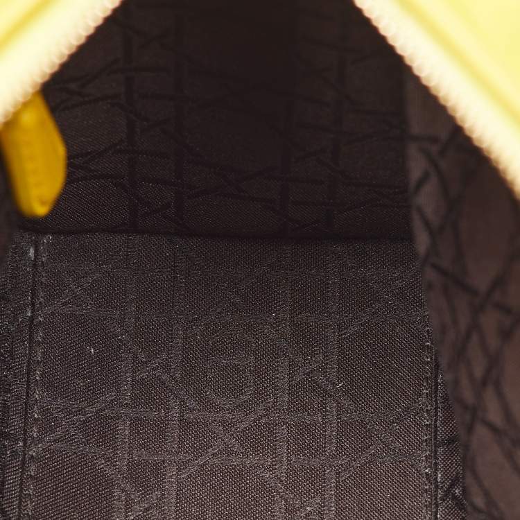 Pre Owned Dior Yellow Cannage Leather Medium Lady Dior Tote