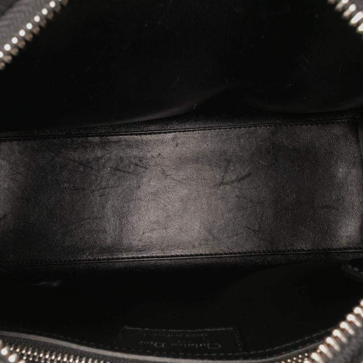 Pre Owned Dior Black Medium Beaded Floral Embellished Lambskin Lady Dior