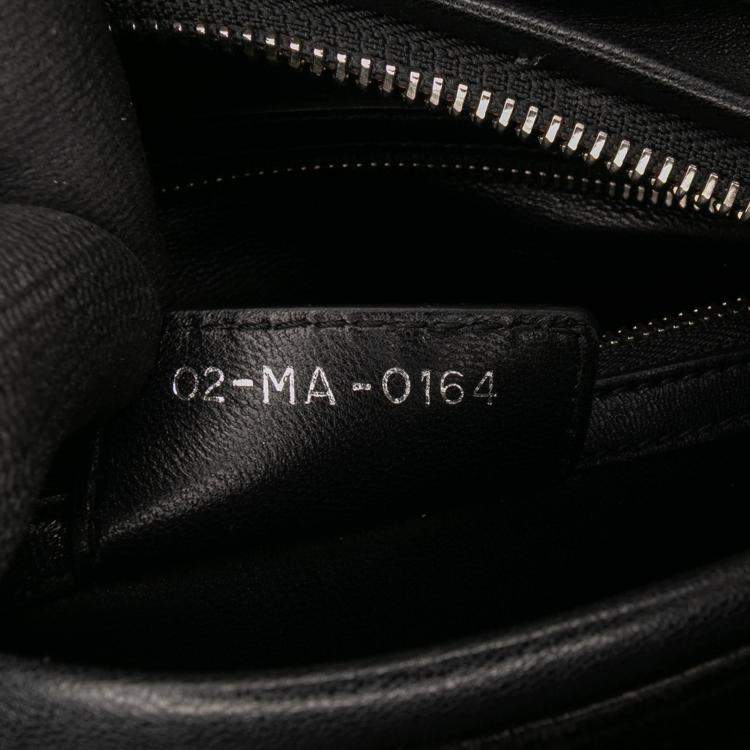 Pre Owned Dior Black Medium Beaded Floral Embellished Lambskin Lady Dior