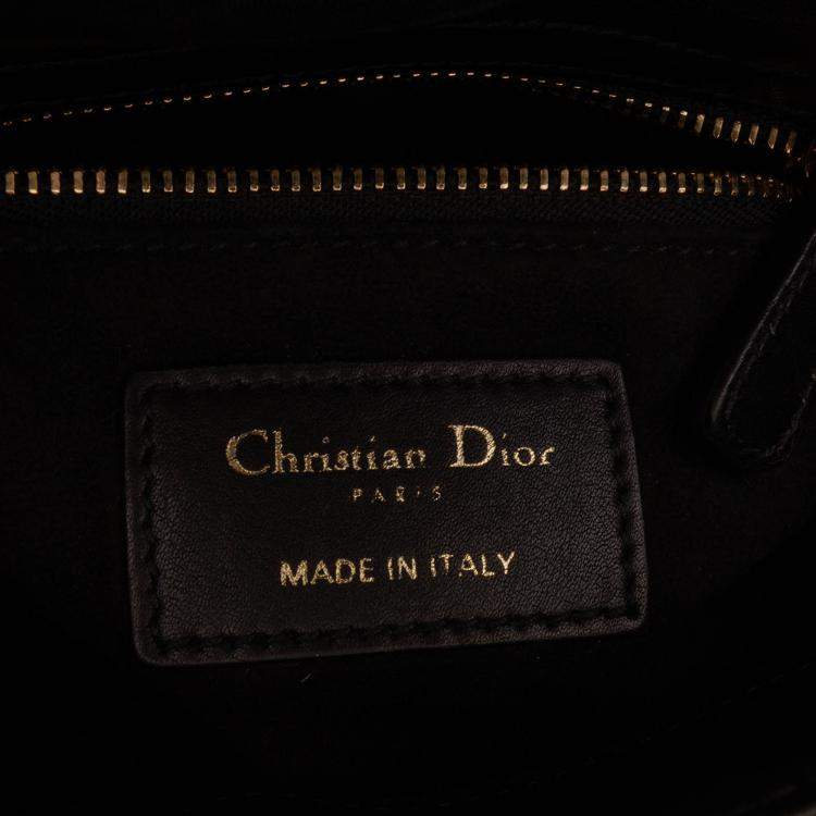 Pre Owned Dior Black Mini Calfskin Beaded Embroidered Lady Dior