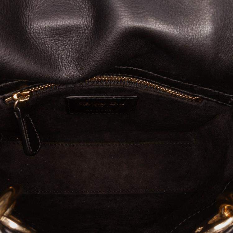 Pre Owned Dior Black Mini Calfskin Beaded Embroidered Lady Dior