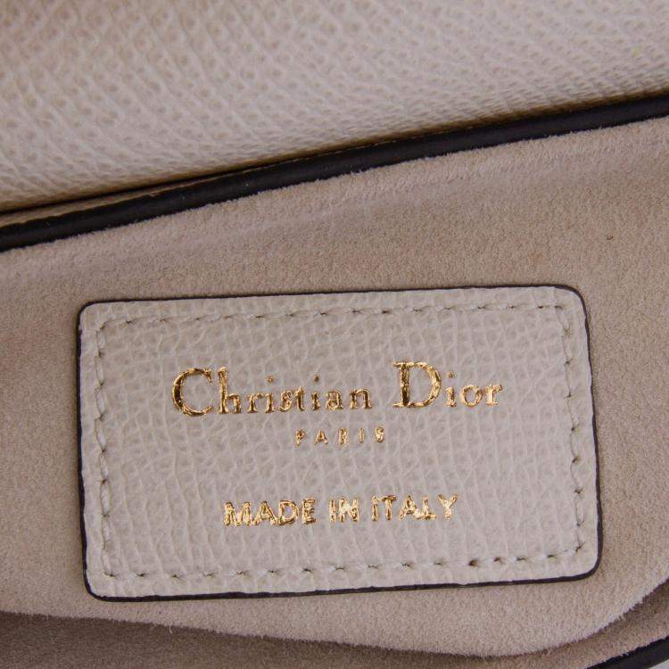 Pre Owned Dior White Mini Grained Calfskin Saddle Bag