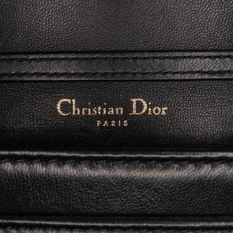 Pre Owned Dior Black Studded Calfskin Diorama Wallet on Chain