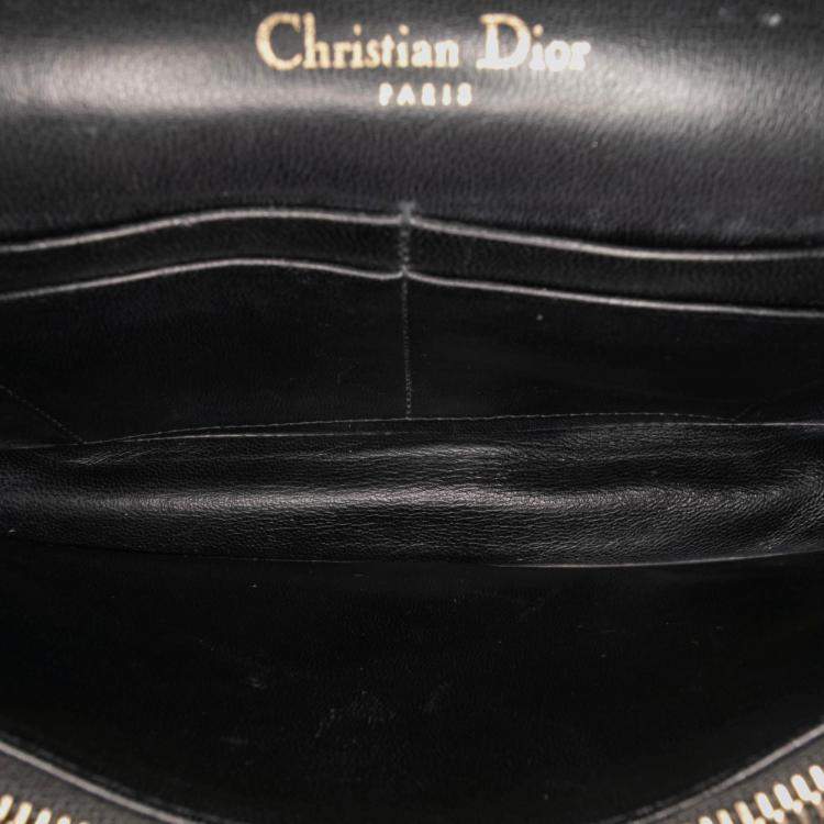 Pre Owned Dior Black Studded Calfskin Diorama Wallet on Chain