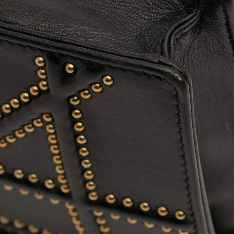 Pre Owned Dior Black Studded Calfskin Diorama Wallet on Chain
