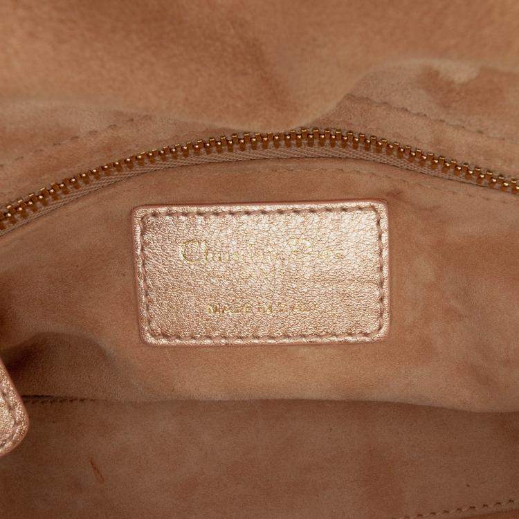 Pre Owned Dior Pink Mini Metallic Lambskin Cannage Lady Dior