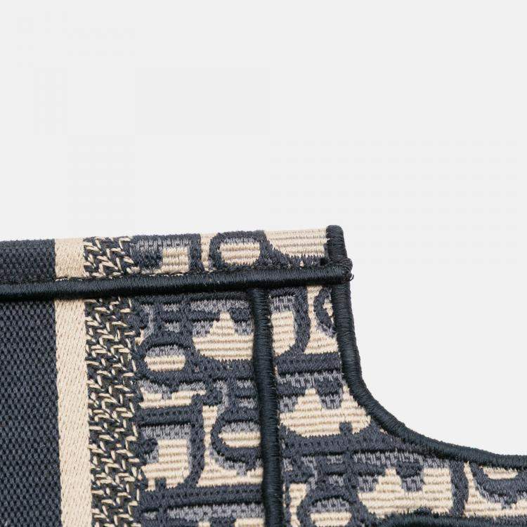 Pre Owned Dior Navy Blue Mini Oblique Canvas Book Tote