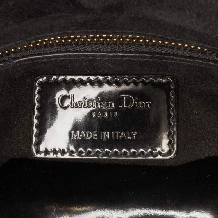 Pre Owned Dior Black Mini Patent Cannage Studded Supple Lady Dior