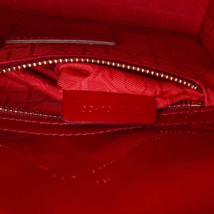 Pre Owned Dior Red Mini Patent Cannage Lady Dior