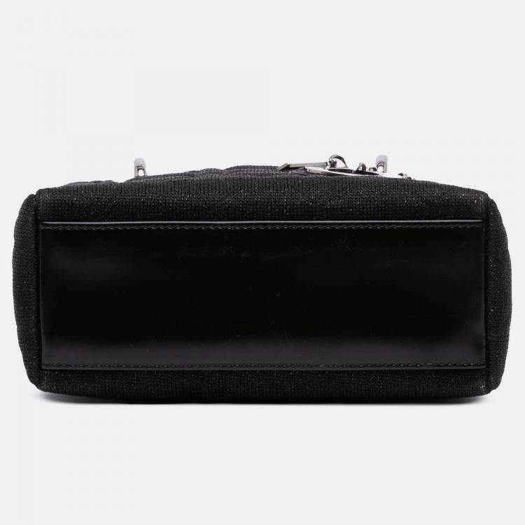 Pre Owned Dior Black Mini Knit Cannage Lady Dior