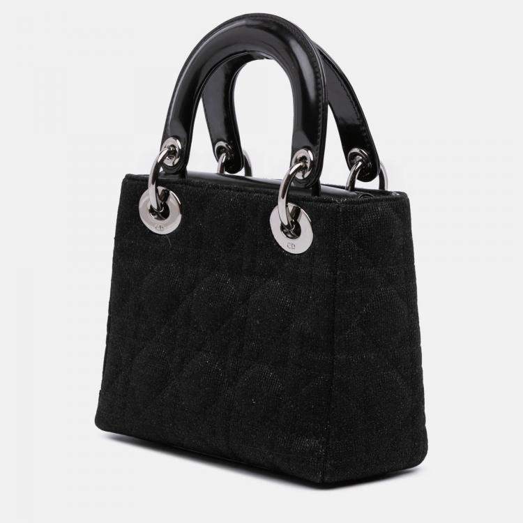 Pre Owned Dior Black Mini Knit Cannage Lady Dior