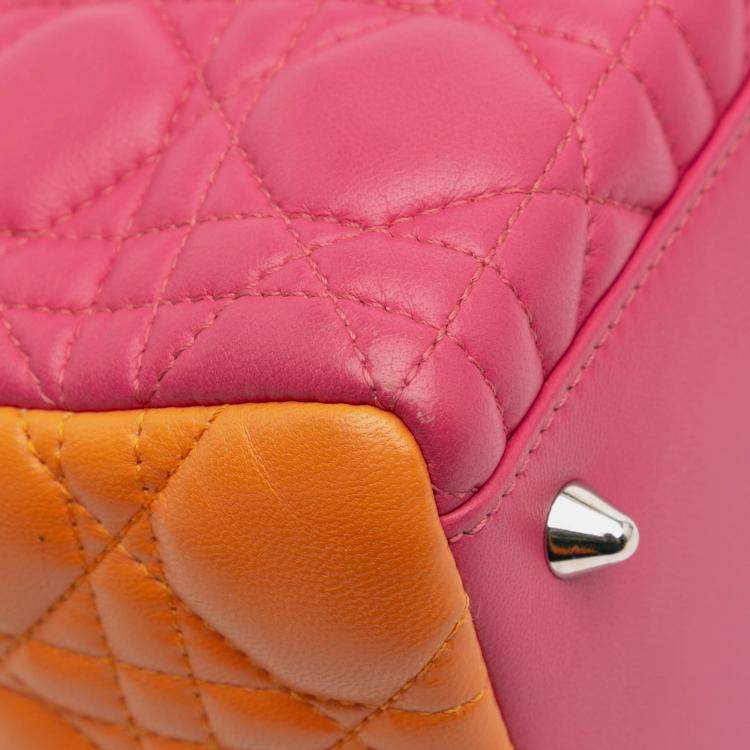 Pre Owned Dior Multicolor Medium Tricolor Lambskin Cannage Lady Dior