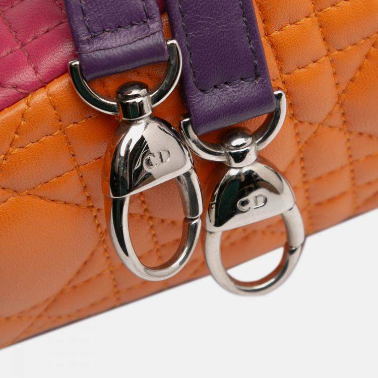 Pre Owned Dior Multicolor Medium Tricolor Lambskin Cannage Lady Dior