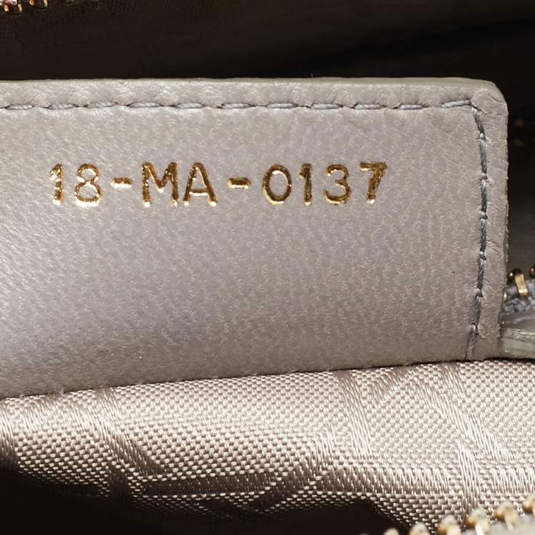 Pre Owned Dior Grey Cannage Leather Medium Lady Dior Tote