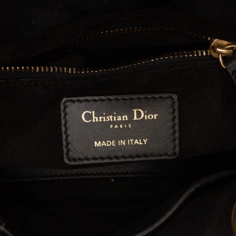 Pre Owned Dior Black Mini Lambskin Cannage Studded Supple Lady Dior