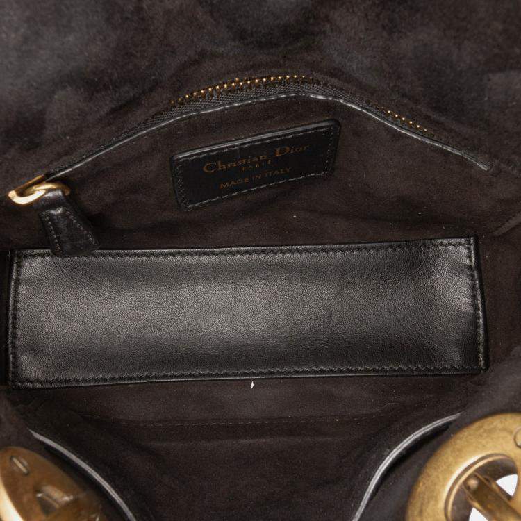 Pre Owned Dior Black Mini Lambskin Cannage Studded Supple Lady Dior