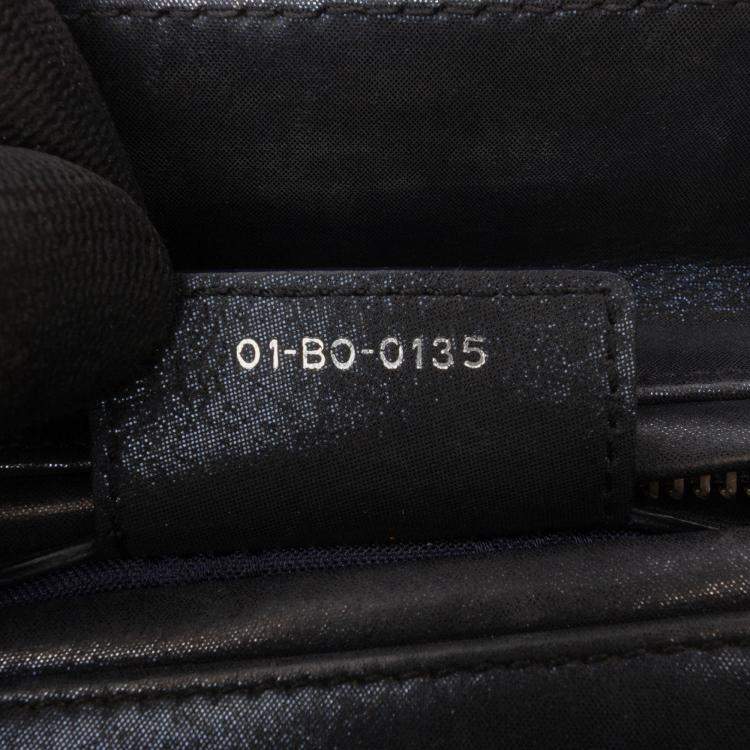 Pre Owned Dior Black Medium Iridescent Lambskin Cannage Lady Dior