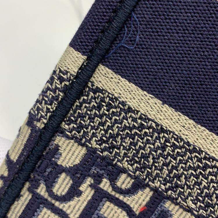 Pre Owned Dior Navy Blue Oblique Embroidered Canvas Large Book Tote