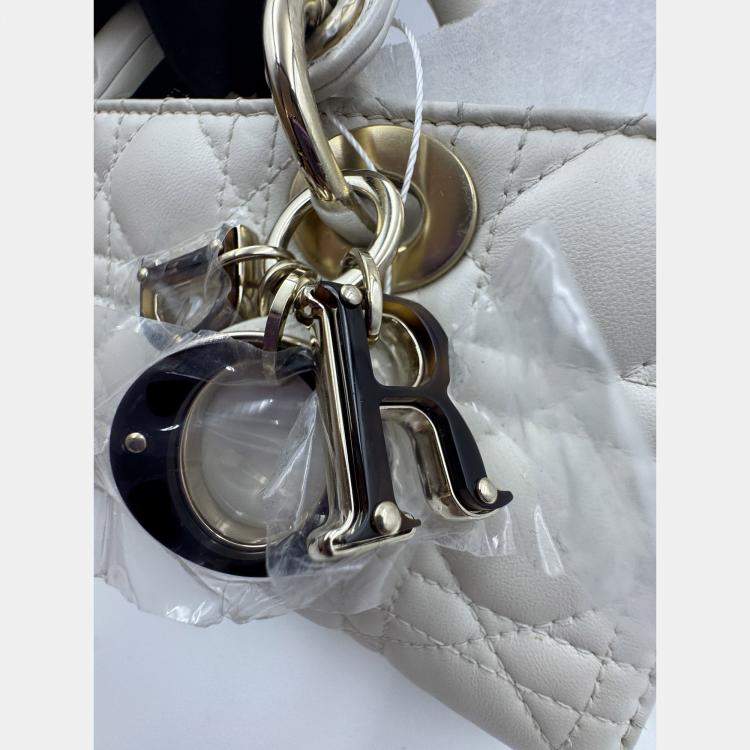 Pre Owned Dior White Cannage Leather Medium Lady D-Joy Tote