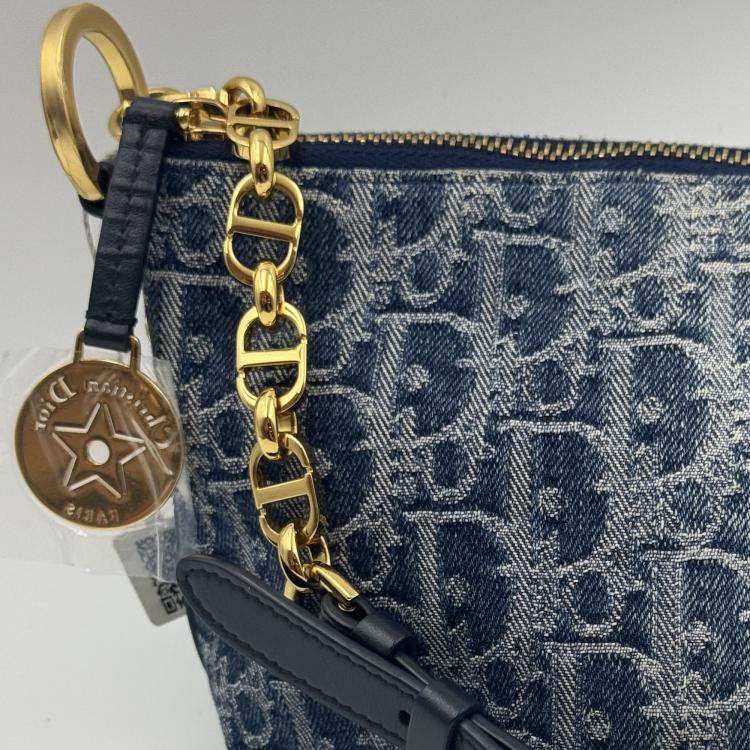 Pre Owned Dior hobo bag with chain denim