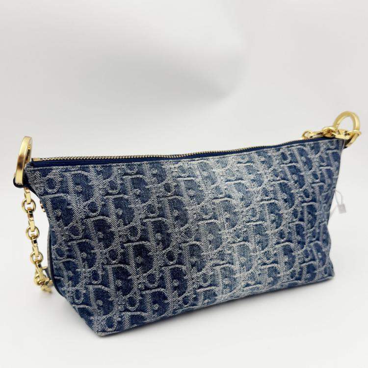 Pre Owned Dior hobo bag with chain denim