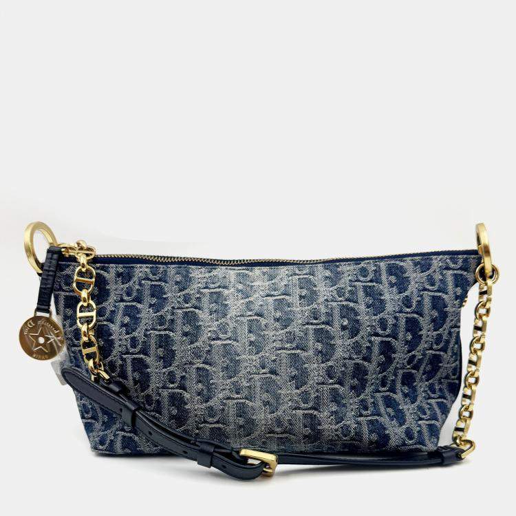 Pre Owned Dior hobo bag with chain denim