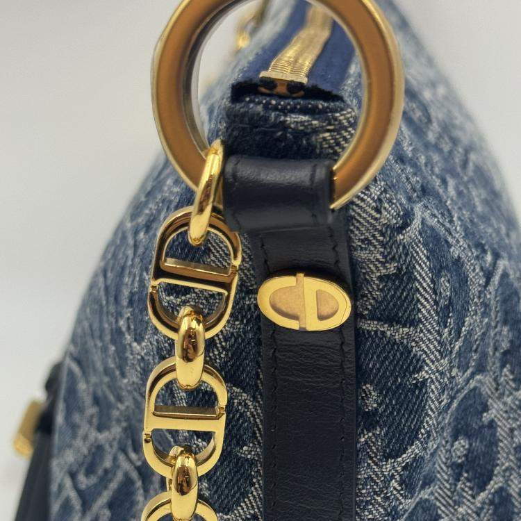 Pre Owned Dior hobo bag with chain denim