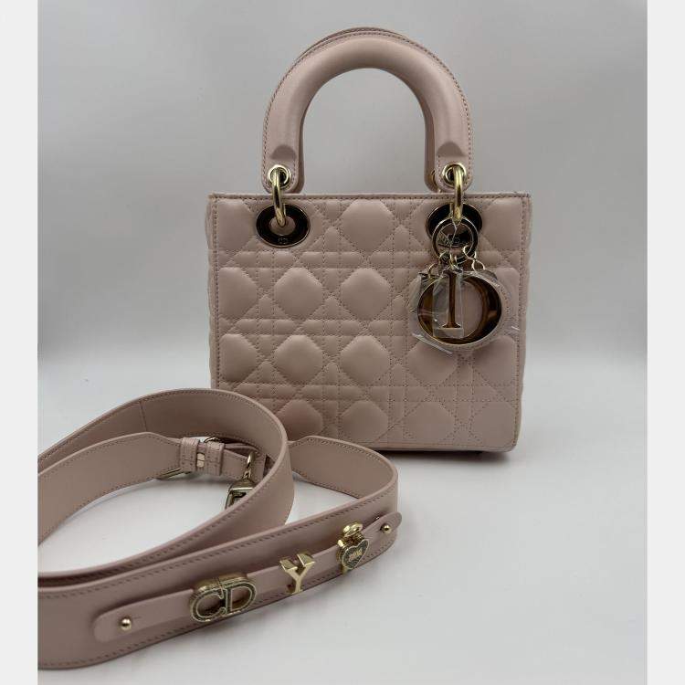 Pre Owned Dior pink Cannage Leather Small Lady Dior My ABCDior Tote