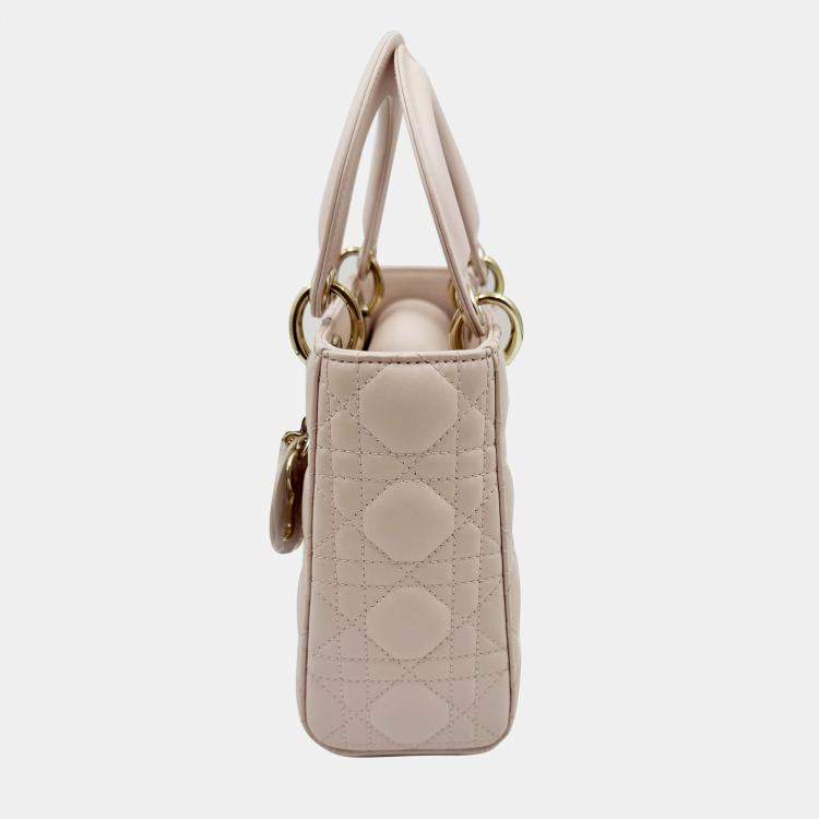 Pre Owned Dior pink Cannage Leather Small Lady Dior My ABCDior Tote