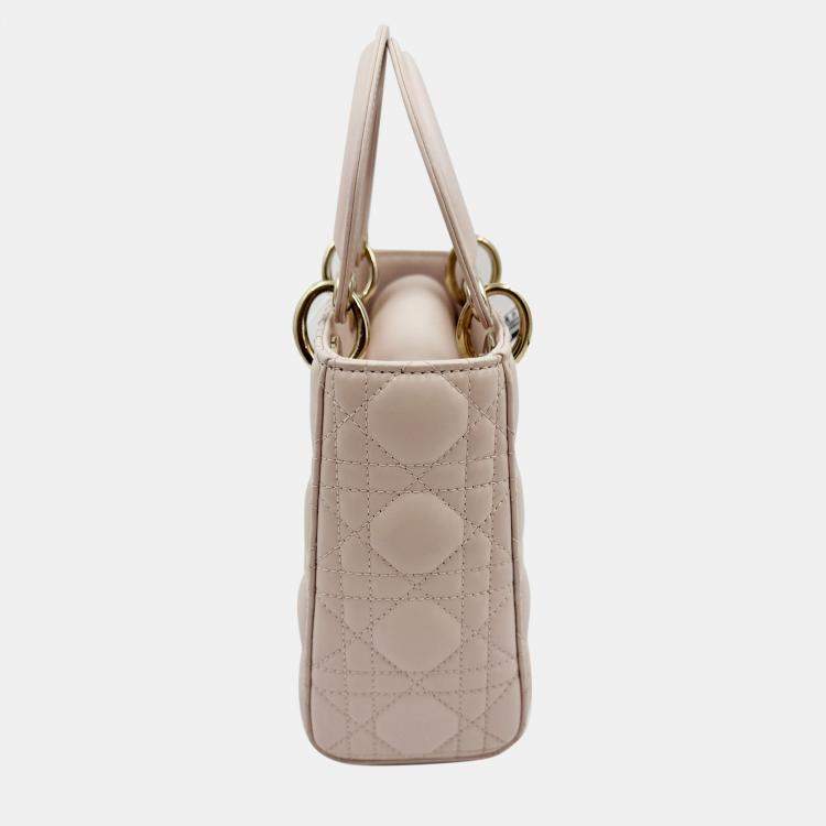Pre Owned Dior pink Cannage Leather Small Lady Dior My ABCDior Tote