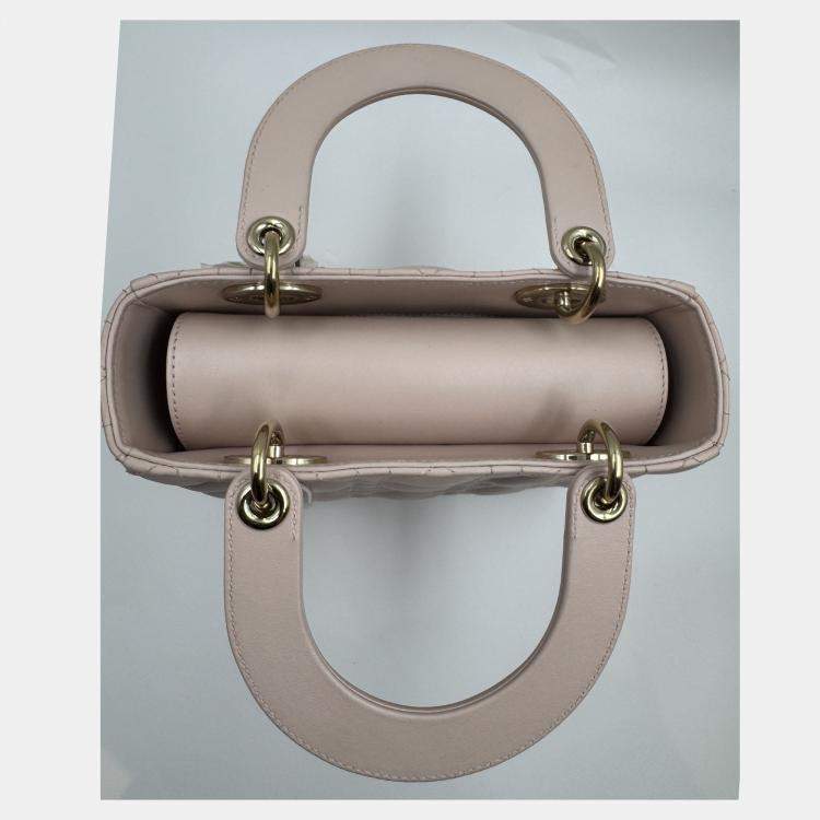Pre Owned Dior pink Cannage Leather Small Lady Dior My ABCDior Tote