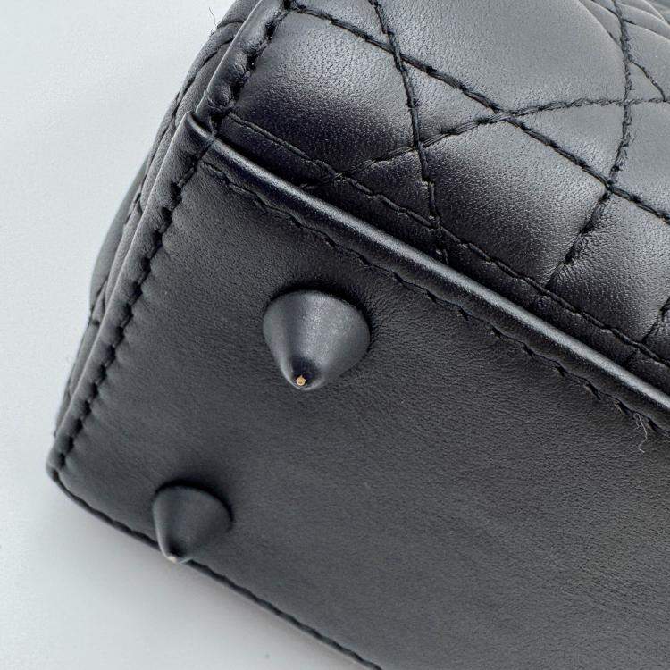 Pre Owned Dior Black Cannage all black Matte Leather Small Lady Dior Tote